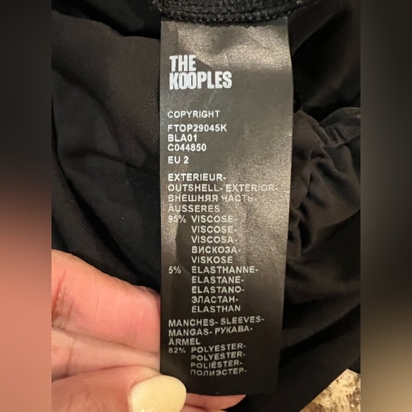 THE KOOPLES Ruched Mesh-Long Sleeve Top Size FR 2/ Medium US off the shoulder - Picture 9 of 10